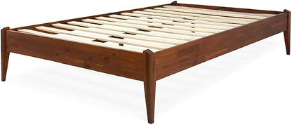 Bme Dinkee 15 Inch Signature Bed Frame Without Headboard - Modern & Minimalist Style with Acacia Wood - 12 Strong Wood Slat Support - Easy Assembly - No Box Spring Neededd - Dark Chocolate, Full
