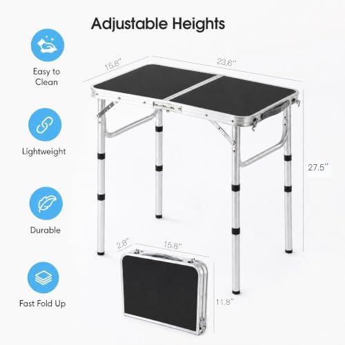 YUFIFAIRY Small Folding Table Portable, 24''L x16''W Foldable Camp Table