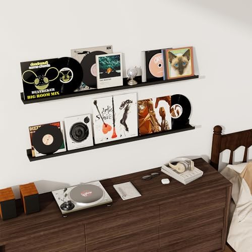 48 Inch Floating Shelves, Black Picture Ledge Shelf Set of 2