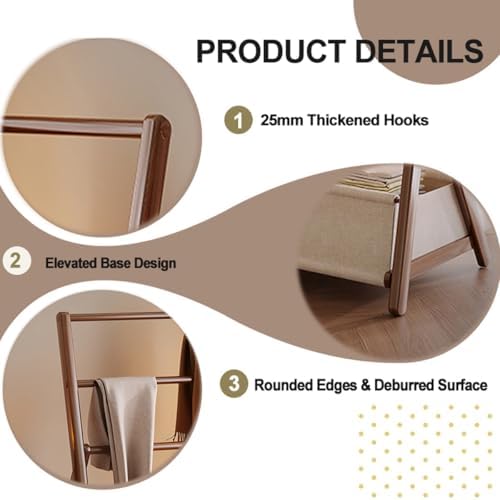 Wood hall tree, Clothes racks for hanging clothes, Collapsible clothing rack, coat rack freestanding for Coats, Hats, Handbags and Scarves, for Entryway(Fabric Panel Style (70cmLength))