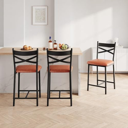 IDEALHOUSE 26" Bar Stools Set of 4, Counter Height Barstools with Back