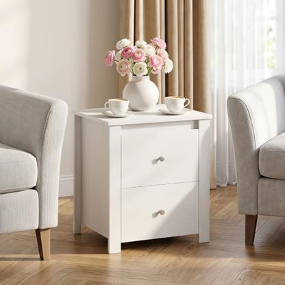 GIANTEX 21'' Wooden Nightstand Set of 2 with 2 Drawers, White