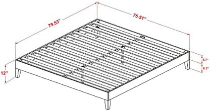 East West Furniture NVP-22-K King Size Platform Bed Frame with 4 Hardwood Legs and 2 Extra Center Legs - Walnut Finish