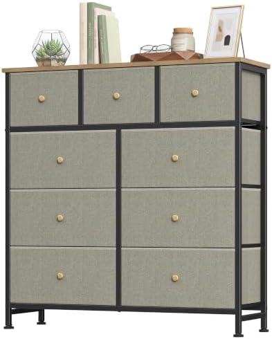9 Drawer Dresser for Bedroom, Fabric Storage Drawer Unit