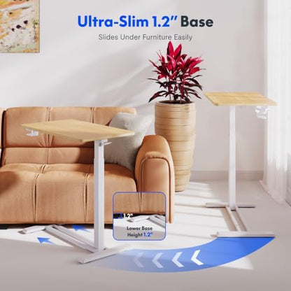 FLEXISPOT H7 32" Pneumatic Height-Adjustable Overbed Table with Wheels