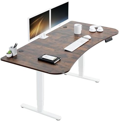 VIVO Electric Dual Motor Standing Desk, 63" x 32" Vintage Brown Top
