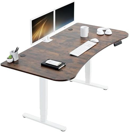 VIVO Electric Dual Motor Standing Desk, 63" x 32" Vintage Brown Top