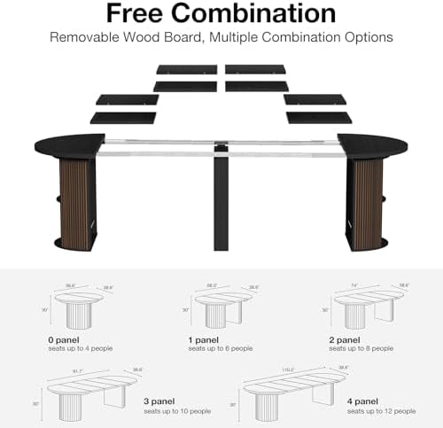 Modern Extendable Round Dining Table with Storage