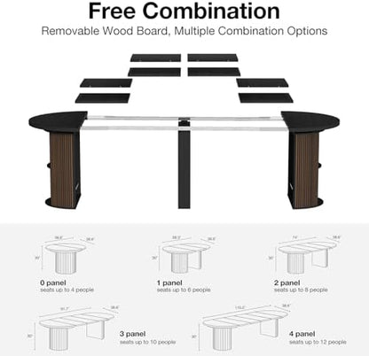 Modern Extendable Round Dining Table with Storage