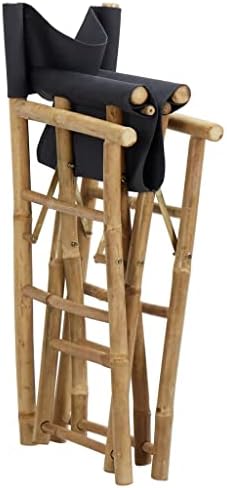 Director's Chair Set of 2 Dark Grey Bamboo, Polyester Standard,2Piece Folding Director's Chairs Set Rustic Style Outdoor Furniture for Gardens & Patios Outdoor Furniture