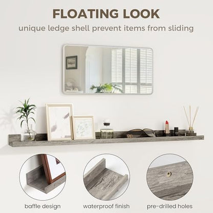 48 Inch Floating Shelves, Grey Picture Ledge Shelf Set of 2