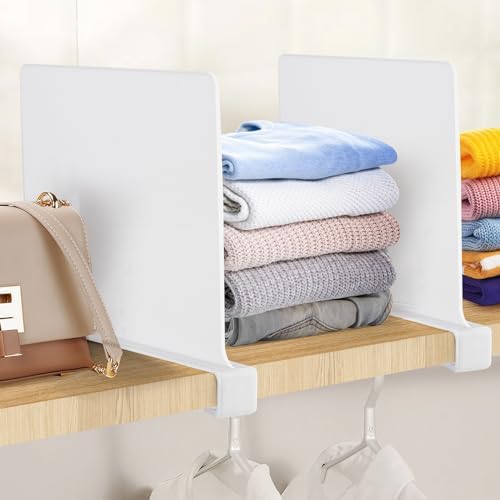 White Acrylic Shelf Dividers for Closets Organizer & Storage,8 Pack