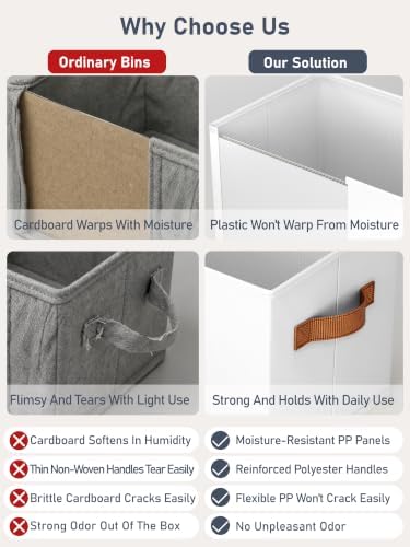 4 Pack Large Closet Storage Baskets Bins for Shelves, Collapsible Fabric Closet Organizers and Storage with Polyester Handles, Decorative Baskets for Organizing Clothes, Towels, Linen Closet 14"x10"