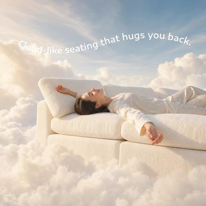 Homkdom 111.5" Cloud Couch, Modular Sectional Sofa for Living Room, White