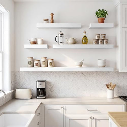 RICHFOCUS Bathroom Floating Shelves for Wall 2Pack|White|28" L