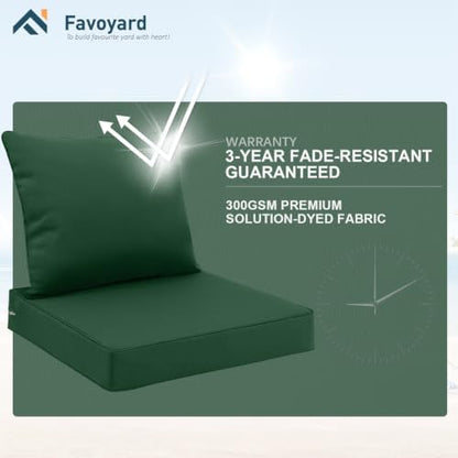 Favoyard Outdoor Patio Seat Cushion Set, 22x24 Inch, Water & Fade Resistant