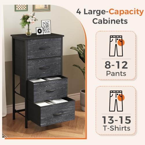 Sweetcrispy 4 Drawer Dresser, Tall Storage Cabinet for Bedroom and Closet