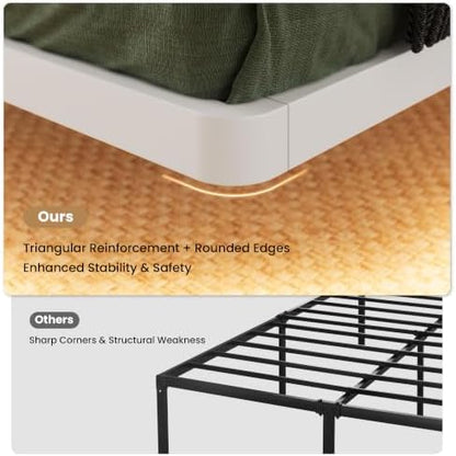 Sha Cerlin Queen Size Floating Bed Frame with Smart LED Lights, White