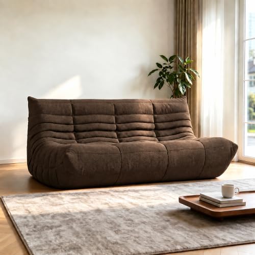 YVDNHP Bean Bag Chairs for Adults, 3 Seater Togo Sofa, Memory Foam, Coffee