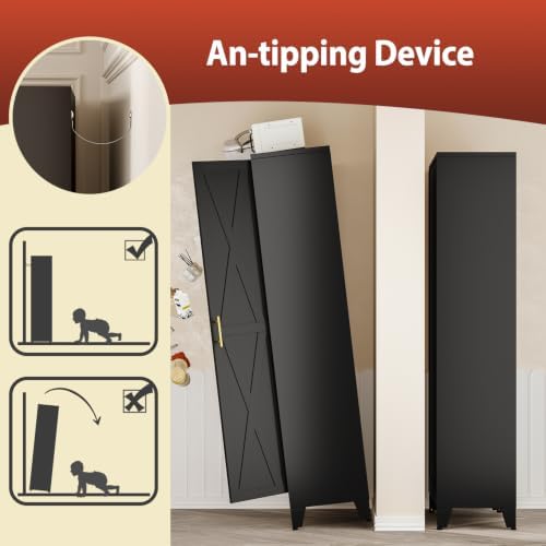 PAOFIN 71" H Tall Kitchen Storage Cabinet with Doors