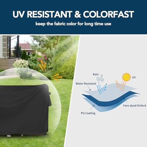 Easy-Going Patio Furniture Cover Waterproof Outdoor Rectangular Coffee Table Cover with Seal Tape at Seams (48"L x 28"W x 16"H, Black)