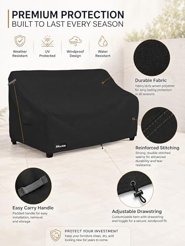 3-Seater Patio Sofa Cover,85W x 37D x 35H Inches Outdoor Couch Cover,100% Waterproof Heavy Duty Patio Sofa Covers,Patio Furniture Covers,Black