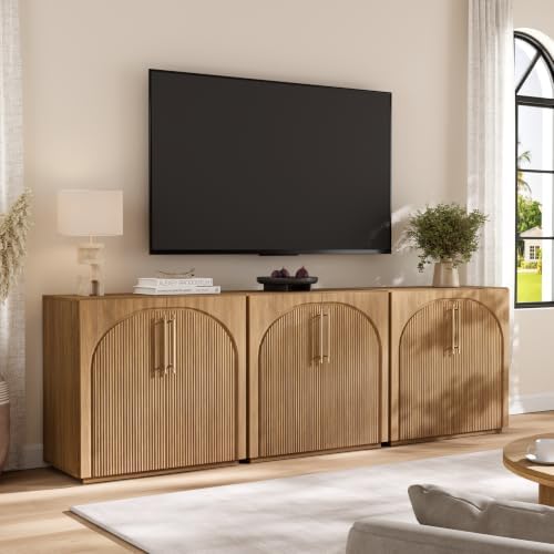 Buffet Cabinet with Storage, 94.5''W Sideboard, Natural Oak