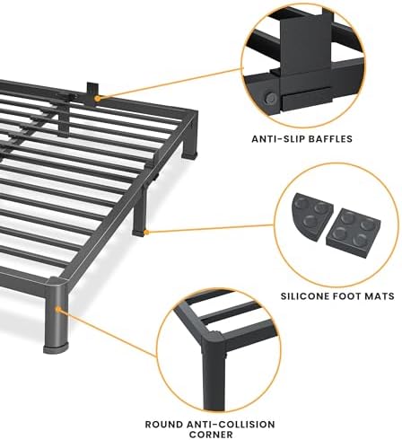 Superay 10 Inch Full Size Metal Platform Bed Frame with Round Corners Leg