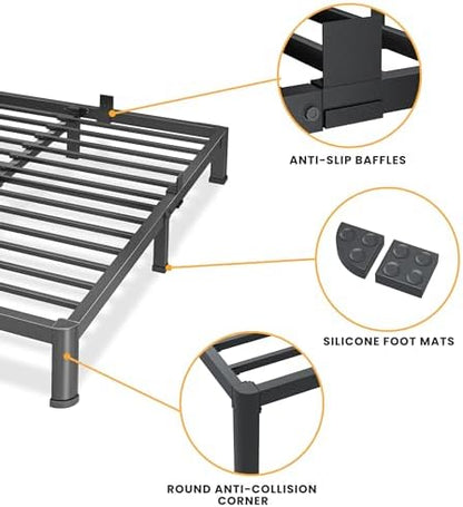Superay 10 Inch Full Size Metal Platform Bed Frame with Round Corners Leg