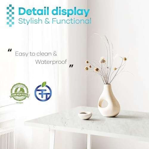 Kaboon Universal Tabletop 40"x18", Solid One-Piece Melamine Table Top, Floating Desk DIY, Home and Office,Sea Salt/White