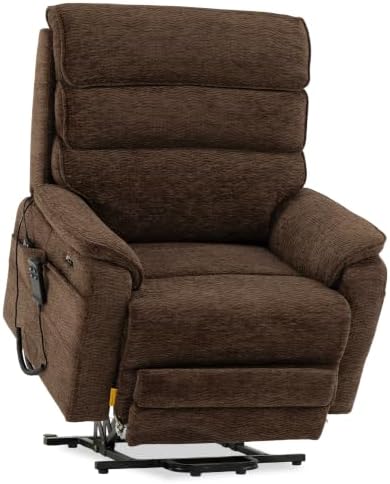 DYNOX 9298L Big & Tall Power Lift Recliner, Extended Footrest, Dark Brown