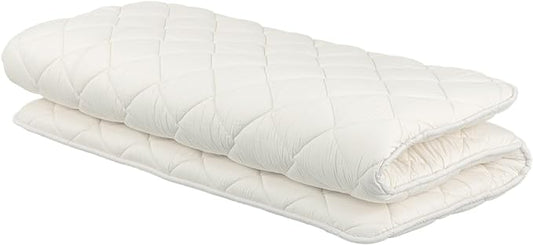 FULI Japanese Futon, Full XL Size, White - Foldable Shikibuton Floor Bed - Medium Firm Quilted Cotton Sleeping Pad, Portable Roll-Up Japanese Floor Bed for Guests & Small Spaces