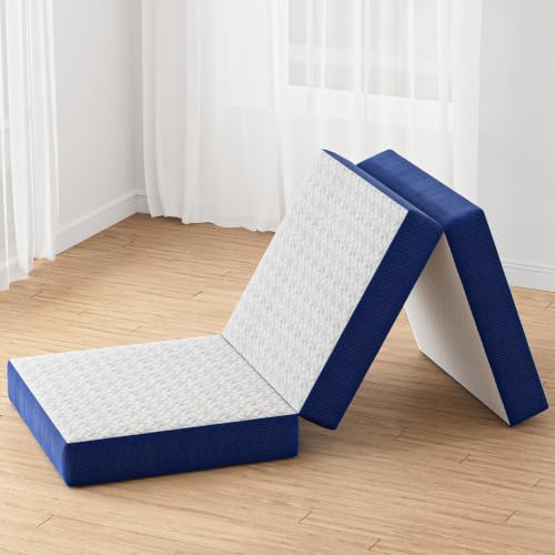4 Inch Tri-Fold Mattress Single Size, Portable Memory Foam Guest Bed