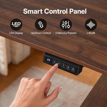 NORTHSKY 55" L-Shaped Electric Standing Desk with Drawers and Storage Cabinet, Height Adjustable Corner Desk for Home Office, 3 Memory Presets (Dark Walnut & Black, Right Cabinet)