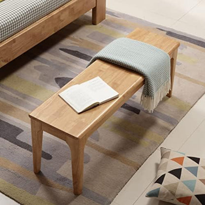 Bed End Bench - Wooden Living Room & Bedroom Seat, Natural Color