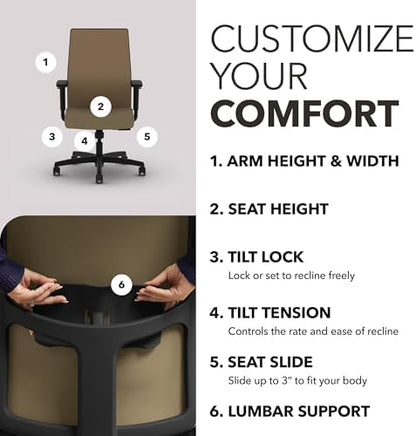 HON Ignition 2.0 Ergonomic Office Chair, Lumbar Support, Quicksand