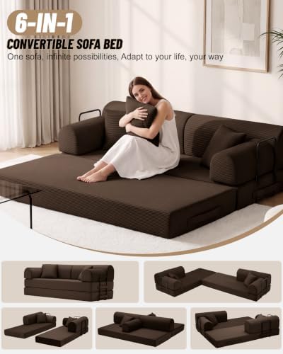 78.8" Convertible Sofa Bed, High Back Boneless Couch for Living Room