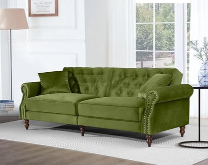 Legend Vansen 87.8 inchs Convertible Velvet Bed Sleeper Futon Sofas, Green