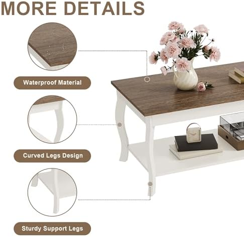 ChooChoo Coffee Table with Curved Legs and Storage Shelf