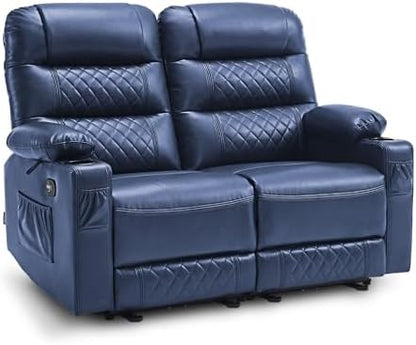 MCombo 56 in Reclining Loveseat Recliner with Heat & Massage PR622 (Blue)