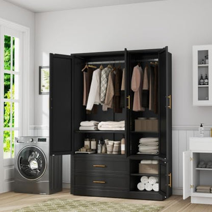 GAIOUS Metal Armoire Wardrobe Cabinet, Freestanding Clothes Storage Cabinet