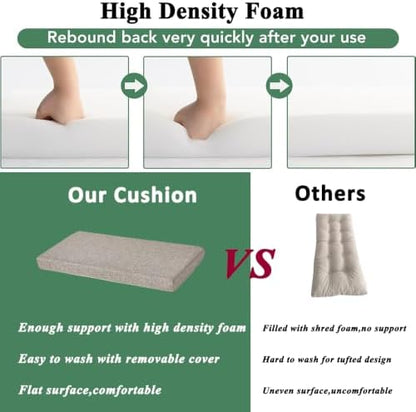 Piano Bench Cushion 44x14 Inch for Indoor with Non Slip Bottom,Light Brown