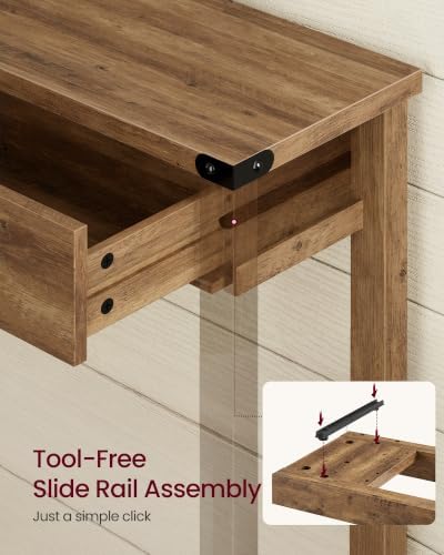 VASAGLE 63 Inche Narrow Console Table with 3 Drawers and Open Storage Shelf