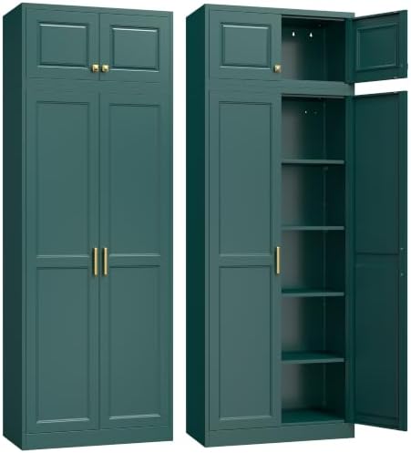 Steeloong 86"Metal Pantry Storage Cabinet with Doors & 4 Adjustable Shelves