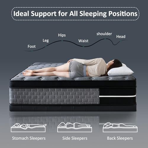 Queen Mattress, 14 Inch Hybrid Queen Size Mattress, Medium Firm