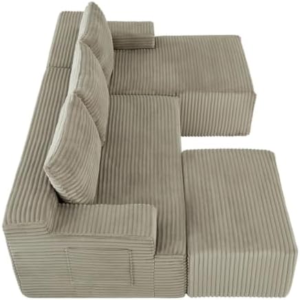 96IN U Shaped Boneless Sectional Compressed Cloud Couches