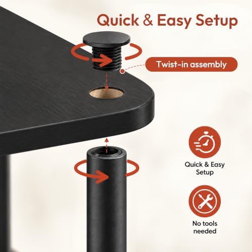 3-Tier End Table, Toolless Assembly Night Stand, Open Shelves Bedside Table, Side Table, for Bedroom, Living Room, Americano