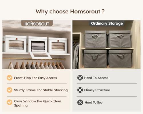 Storage Bins with Lids - Closet Organizer with Front Opening