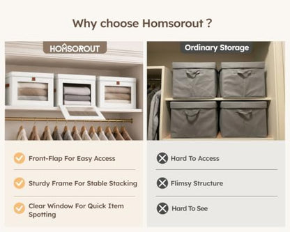 Storage Bins with Lids - Closet Organizer with Front Opening