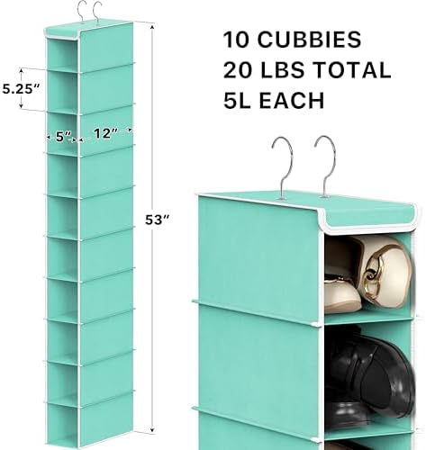 Simple Houseware 10 Shelves Closet Hanging Shoe Organizer, Turquoise